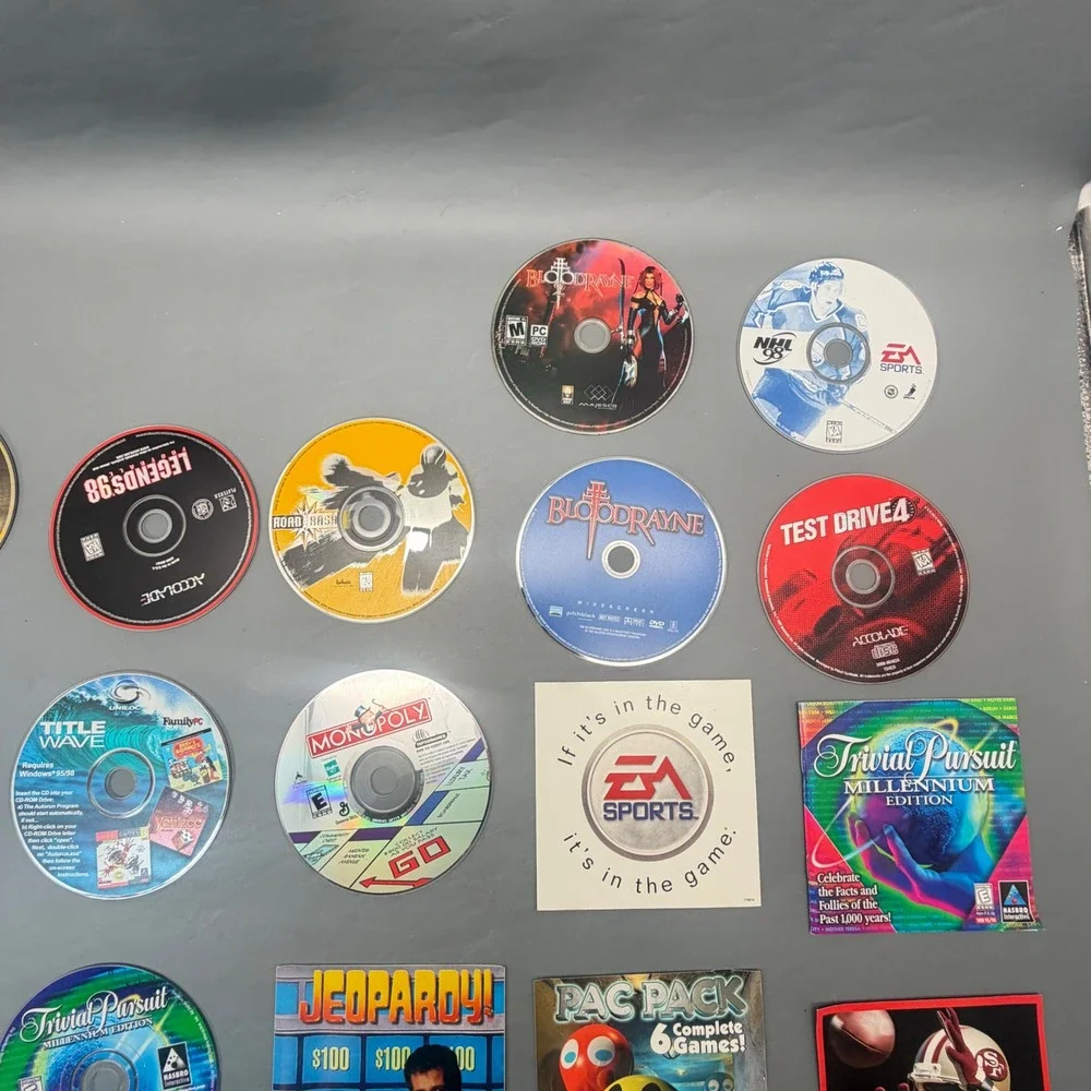 Vintage PC CD-ROM Game Lot Pac-Pack NHL 98 Test Drive Jeopardy Untested